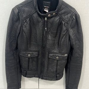 Miss sixty faux leather black jacket with wool inside.